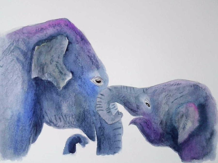 Colorful Elephant Pair Painting by Niki McNeil - Fine Art America