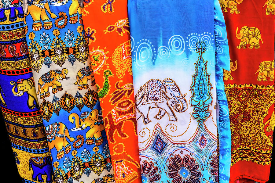 Colorful Elephant Pants Souvenirs Bangkok Thailand Photograph by