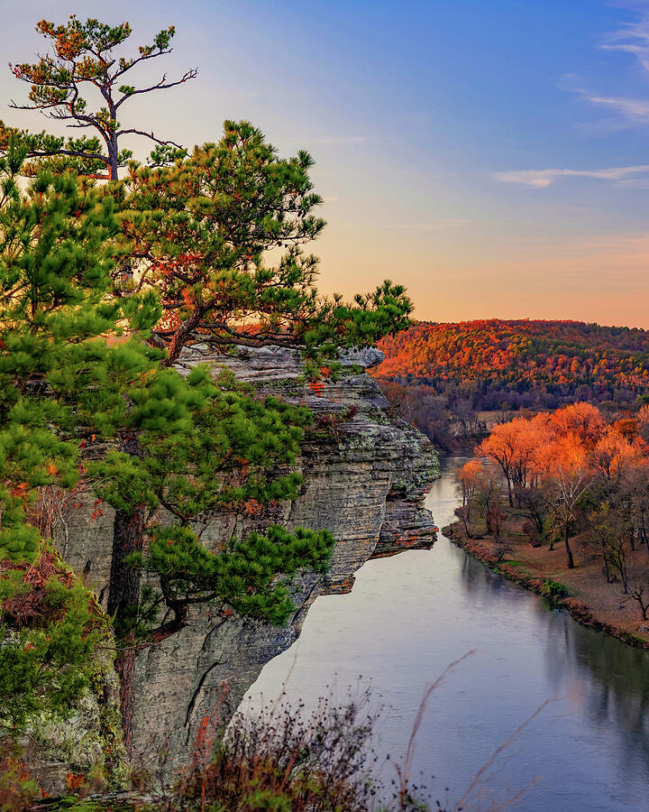 Colorful Evening At Little Hawkbill Crag and Calico Rock Photograph by Gregory Ballos