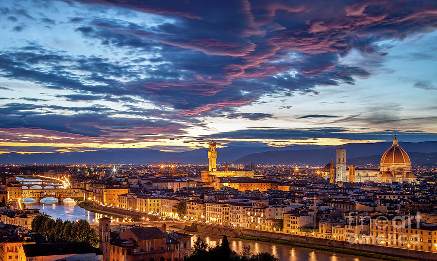 Colorful Evening Over Florence Italy Photograph by Brian Jannsen