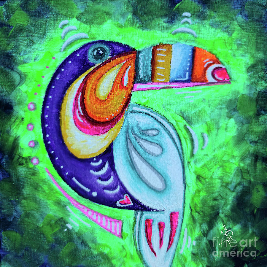 Colorful Exotic Toucan Original Bird Painting Prints Duncanson PoP Art Painting by Megan Aroon