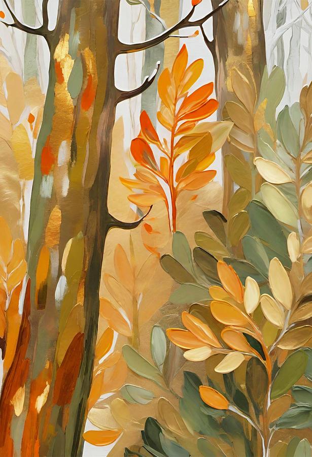 Colorful Fall Woodland  Digital Art by Bonnie Bruno