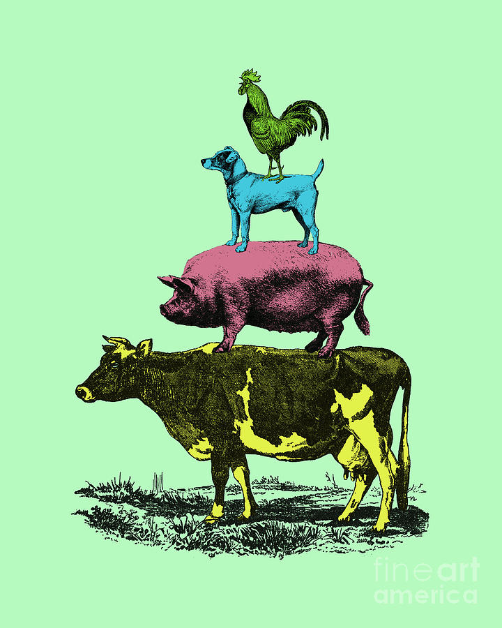 Animal Digital Art - Colorful Farm Animals by Madame Memento
