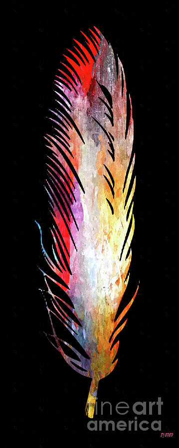 Feather Mixed Media - Colorful Feather by Daniel Janda