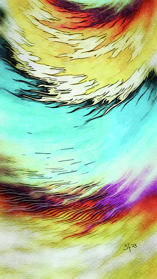 Colorful Feathery Abstract  Mixed Media by Shelli Fitzpatrick