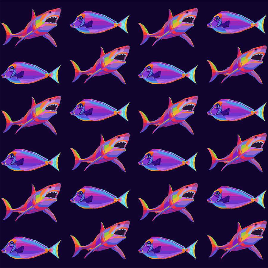 Colorful Fish Pattern 005 Digital Art