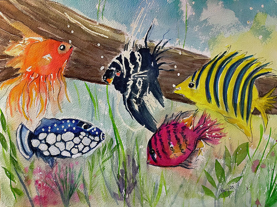 Colorful Fish Painting by Roxy Rich