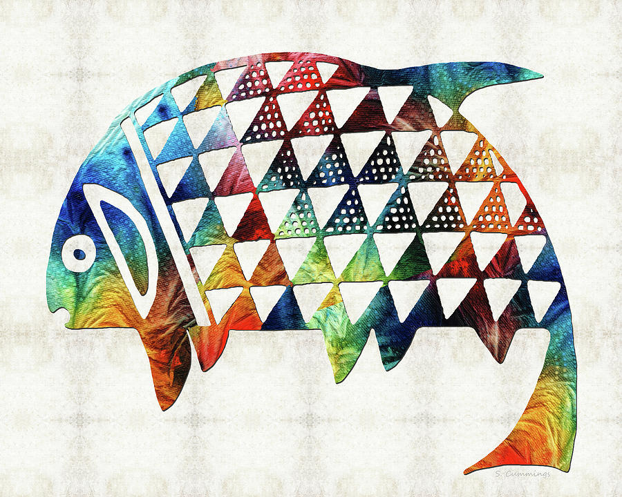 Colorful Fishy Fish Art Painting by Sharon Cummings