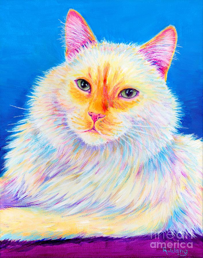 Colorful Flame Point Siamese Painting by Rebecca Wang