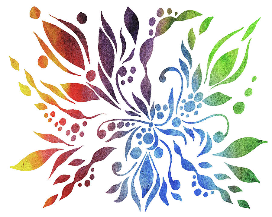 Colorful Floral Design With Leaves Berries Flowers Pattern III Painting by Irina Sztukowski