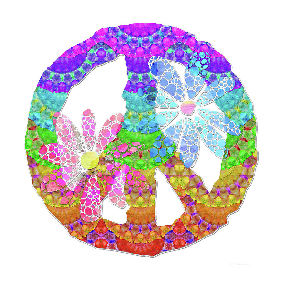 Colorful Floral Mandala Art - Sweet Peace Painting by Sharon Cummings