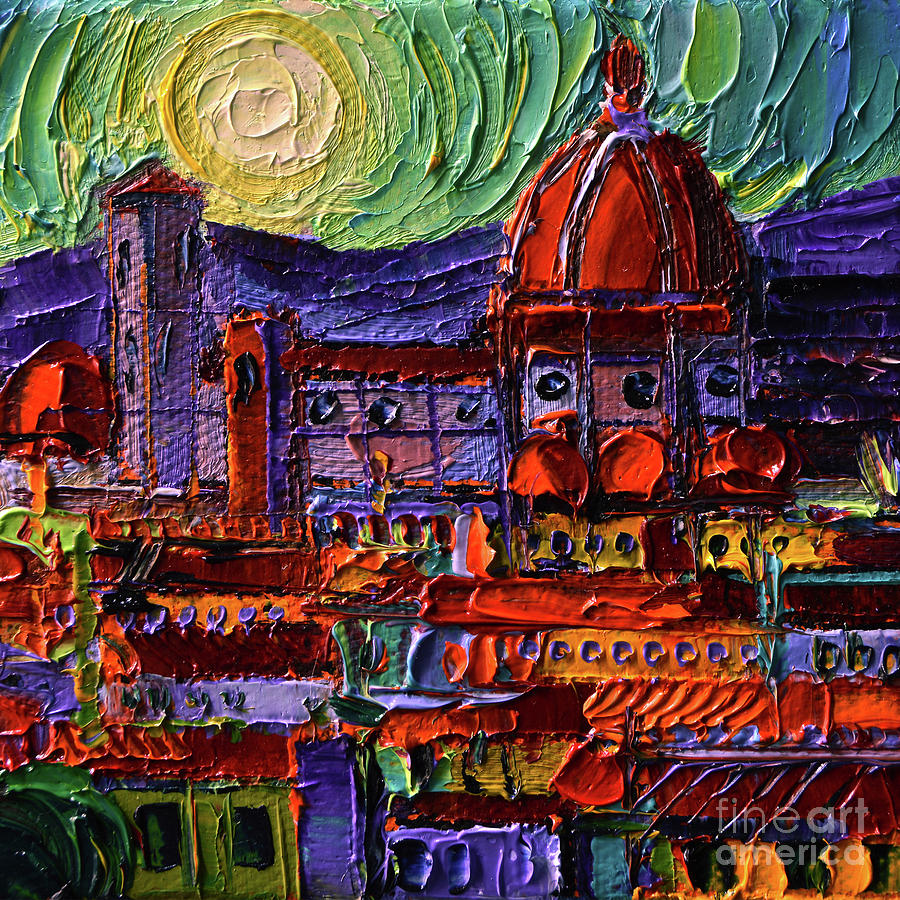 COLORFUL FLORENCE mini 3D canvas oil painting Mona Edulesco Painting by Mona Edulesco