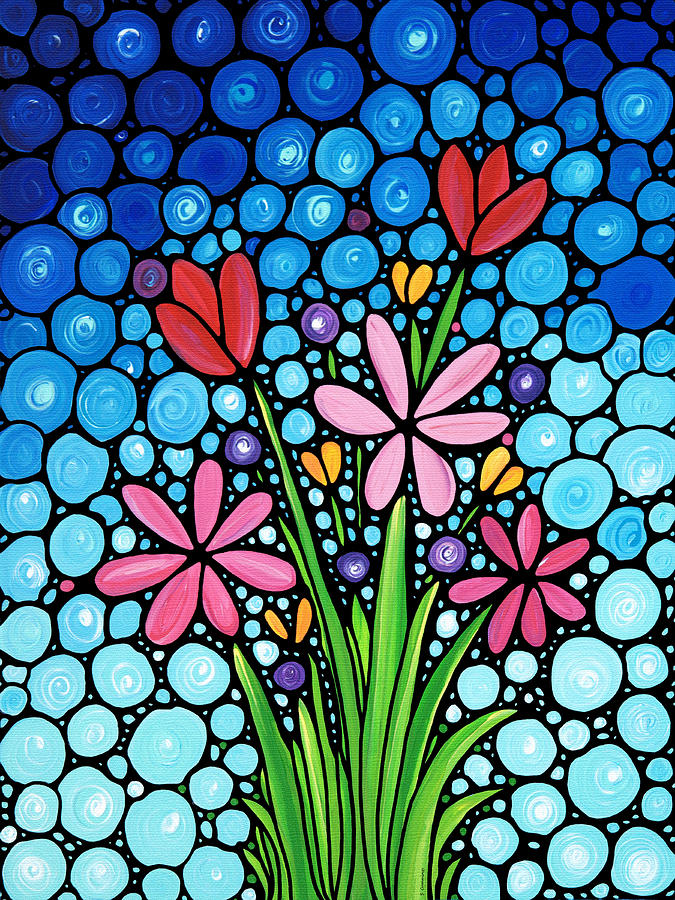 Colorful Flower Art - Spring Splendor - Sharon Cummings Painting by Sharon Cummings
