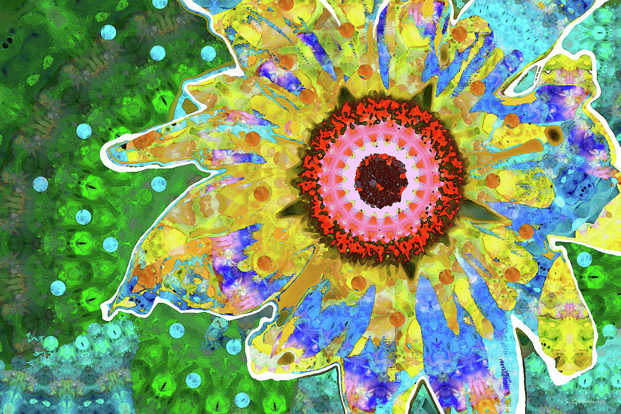 Primary Colors Painting - Colorful Flower Art - Wild One - Sharon Cummings by Sharon Cummings
