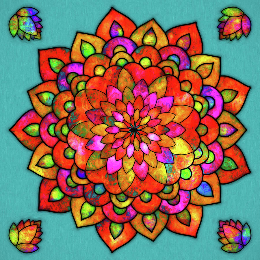 Colorful Flower Mandala Digital Art by Peggy Collins