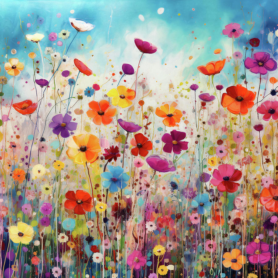 Colorful flower meadow Digital Art by Imagine ART