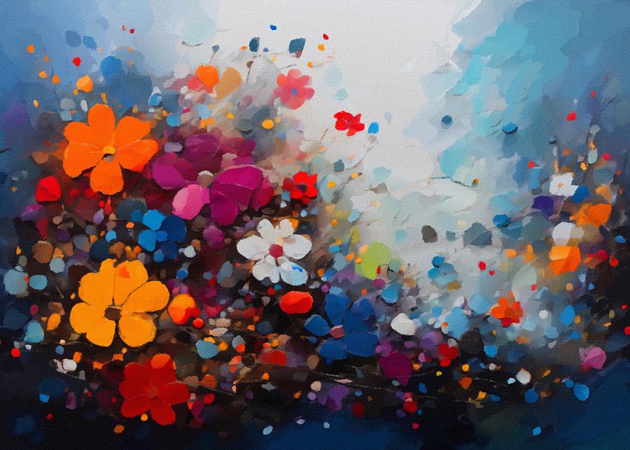Flower Painting - Colorful Flowers Abstract 3 by Gabriella Weninger - David