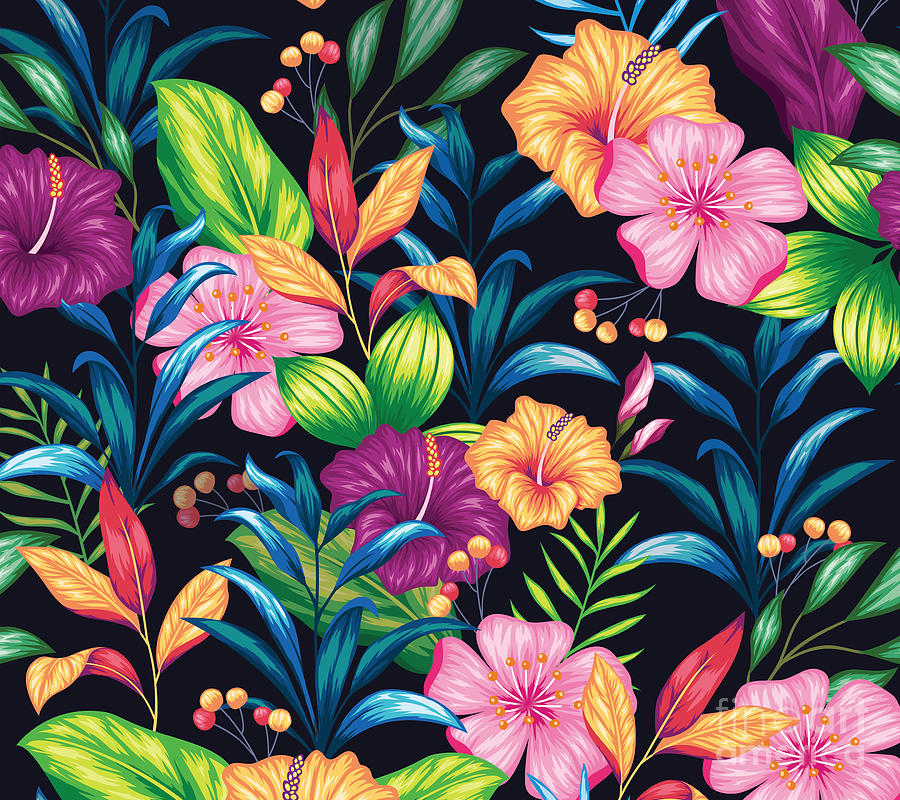 Colorful Flowers Floral Pattern Digital Art by Noirty Designs - Pixels