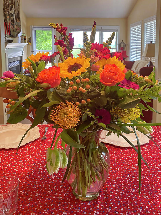 Colorful Flowers in Vase Photograph by Sally Weigand