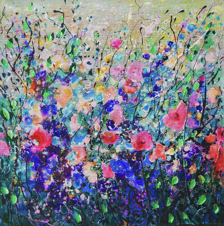 Colorful Flowers Painting Painting by Lena Owens - OLena Art Vibrant Palette Knife and Graphic Design