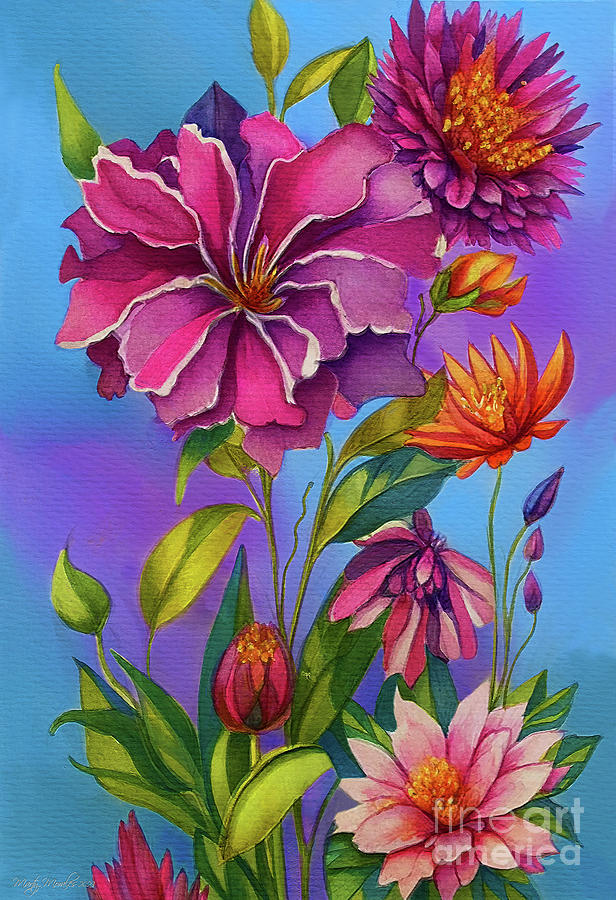 Colorful Flowers V39 Painting by Martys Royal Art