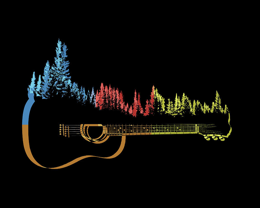 Guitar Mixed Media - Colorful Forest Guitar by Dan Sproul