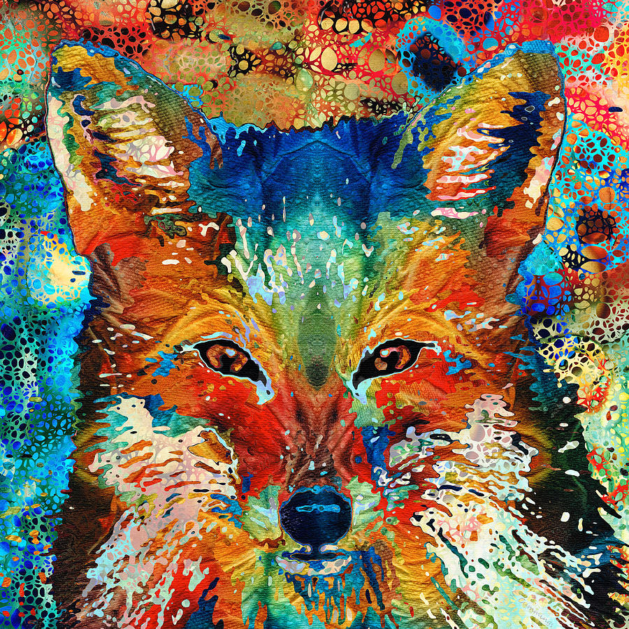 Colorful Fox Art - Hidden Gem - Sharon Cummings Painting by Sharon ...