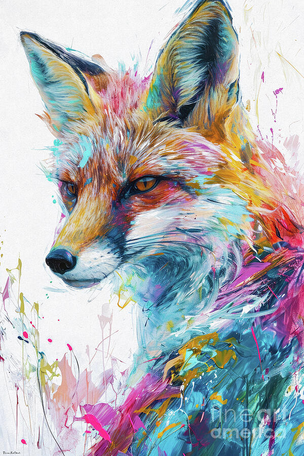 Colorful Fox Painting by Tina LeCour