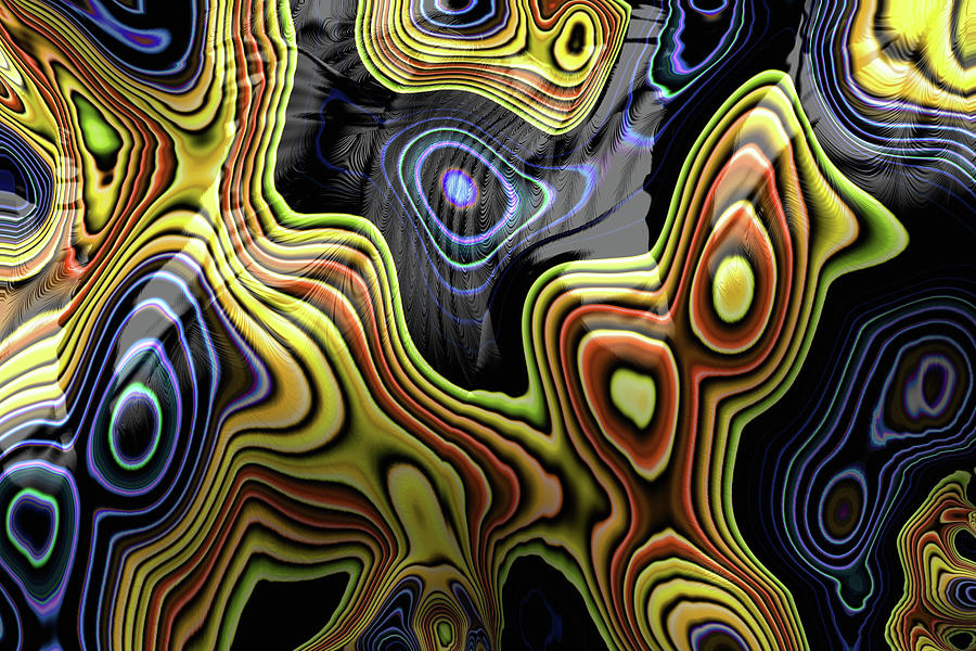 Colorful Fractal Agate Slice  Digital Art by Shelli Fitzpatrick