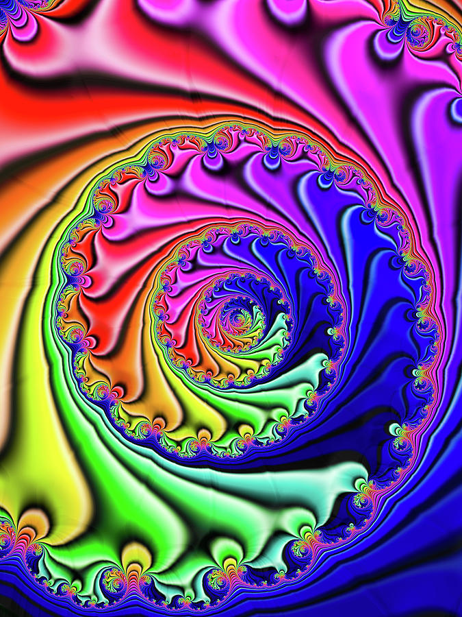 Colorful Fractal Spiral with bold vibrant colors Digital Art by Matthias Hauser