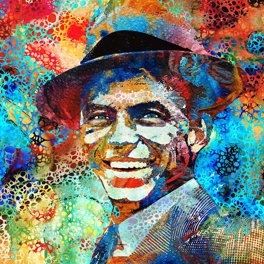 Colorful Frank Sinatra Tribute Portrait Sharon Cummings Painting by Sharon Cummings