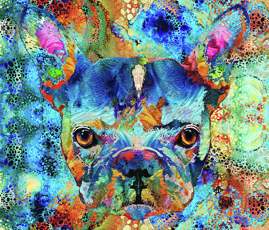 French Bulldog Painting - Colorful French Bulldog Art - Hidden Gems by Sharon Cummings French Bulldog Painting - Colorful French Bulldog Art - Hidden Gems by Sharon Cummings