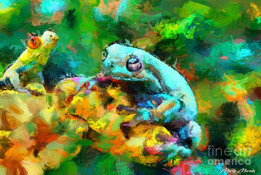 Colorful Frogs V1 Mixed Media by Martys Royal Art
