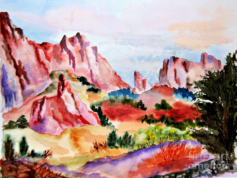 Colorful Garden of the Gods Painting by Janet Cruickshank