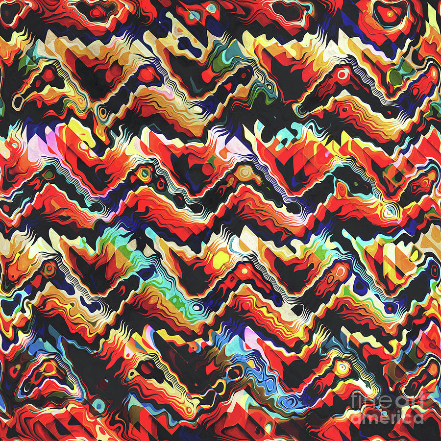 Colorful Geometric Motif Digital Art by Phil Perkins