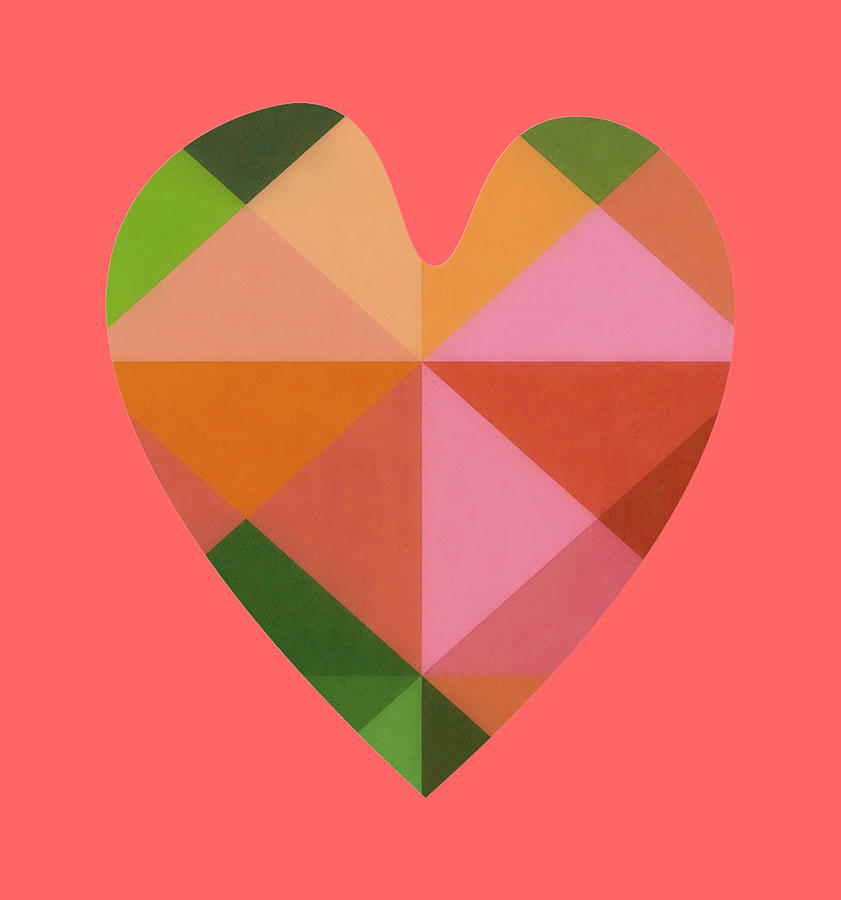Colorful Geometric Pattern Curvy Heart Art Digital Art by Gaby Ethington