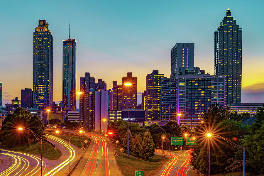 Colorful Georgia Morning - Atlanta Skyline from Jackson Street Bridge ...