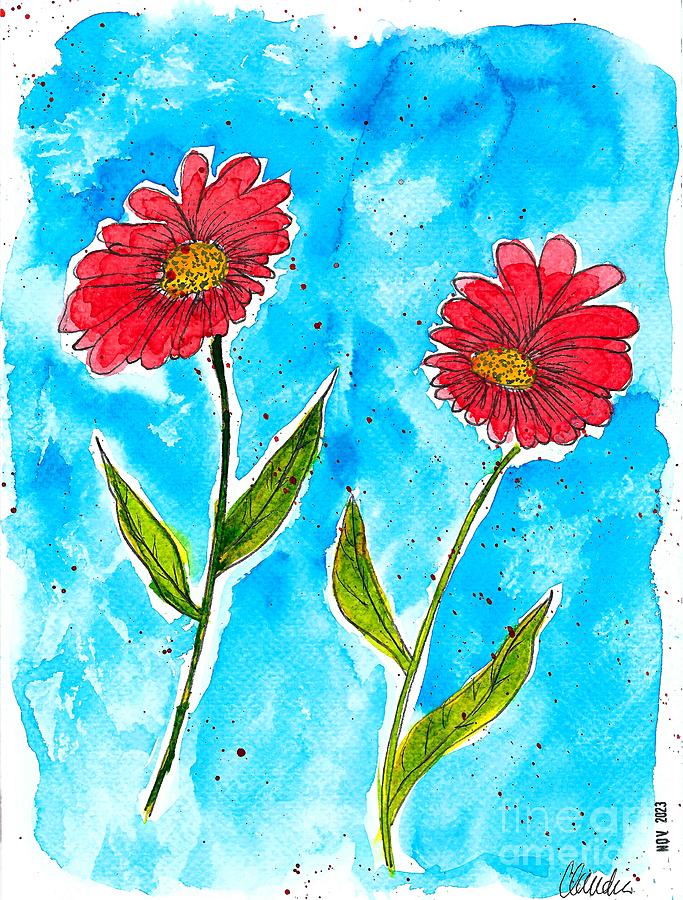 Colorful Gerberas Painting by Claudia Zahnd-Prezioso