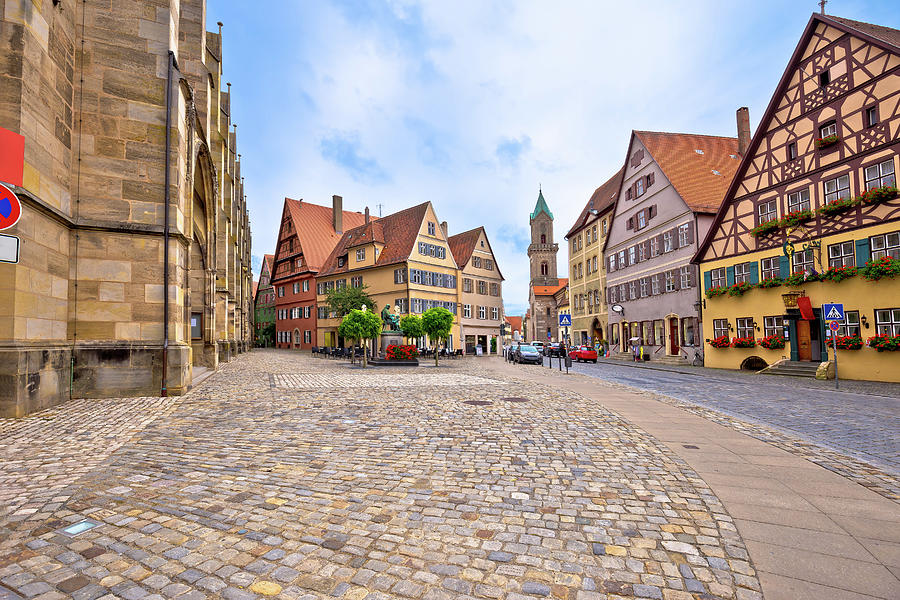 Colorful German facades and square of historic town of Dinkelsbu Photograph by Brch Photography