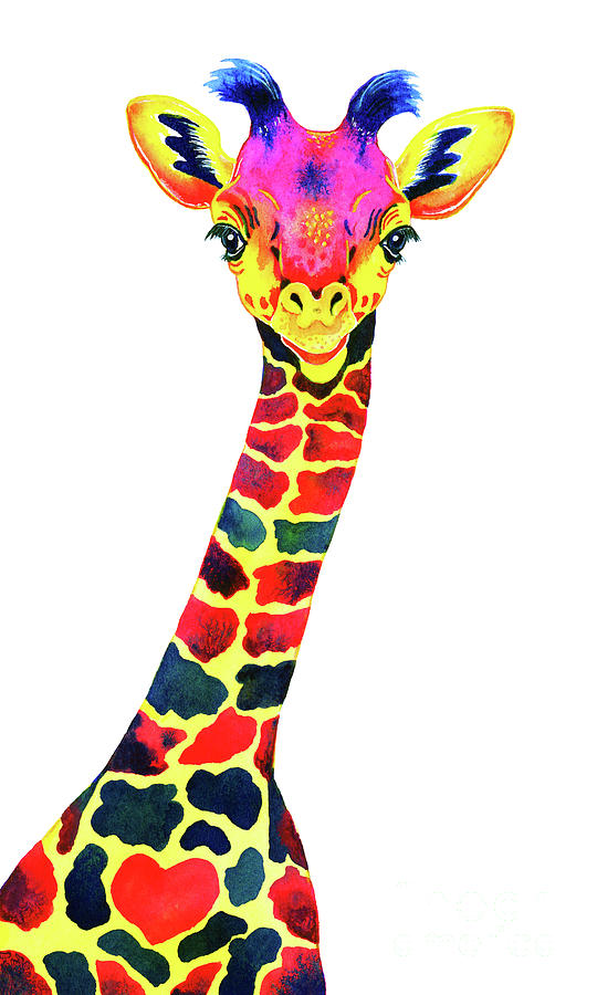 Wildlife Painting - Colorful Giraffe Baby  by Zaira Dzhaubaeva