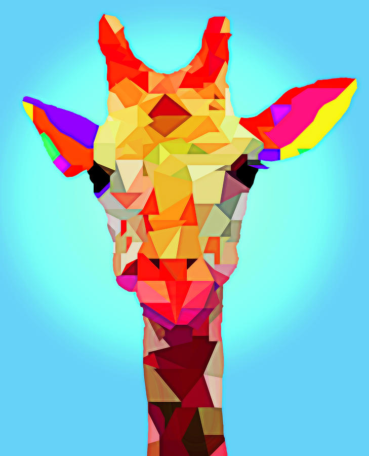 Colorful Giraffe Portrait Digital Art by Dan Sproul