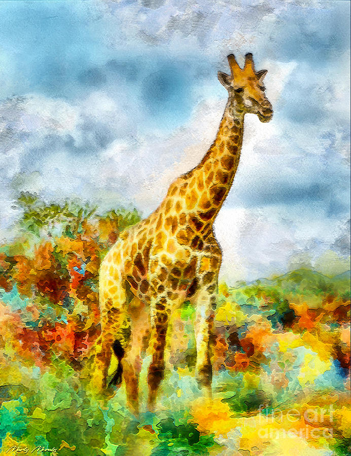 Colorful Giraffes V1 Painting by Martys Royal Art