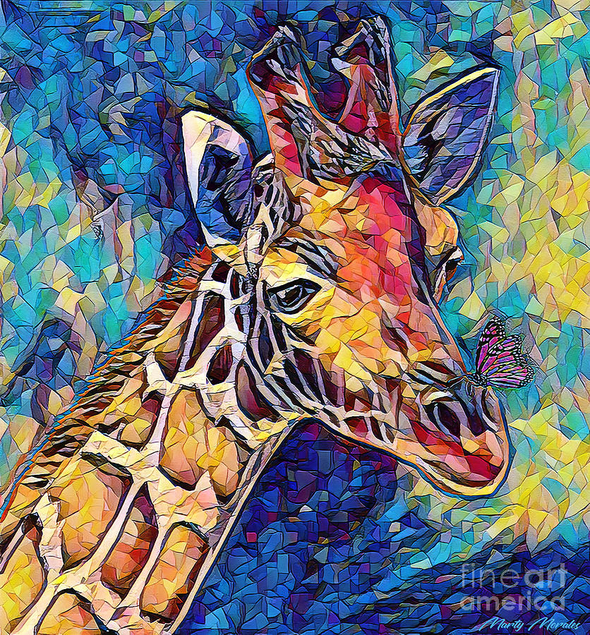 Colorful Giraffes V3 Mixed Media by Martys Royal Art