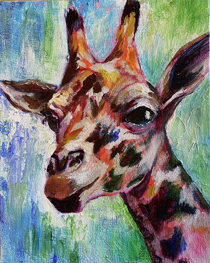 Colorful Giraffe Painting By Joan Mace - Fine Art America