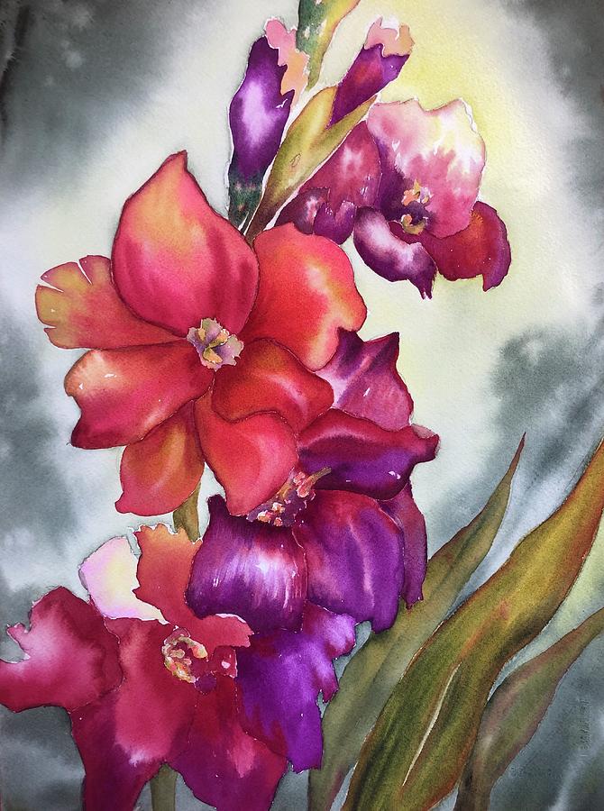 Colorful Gladiolus   Painting by Tara Moorman