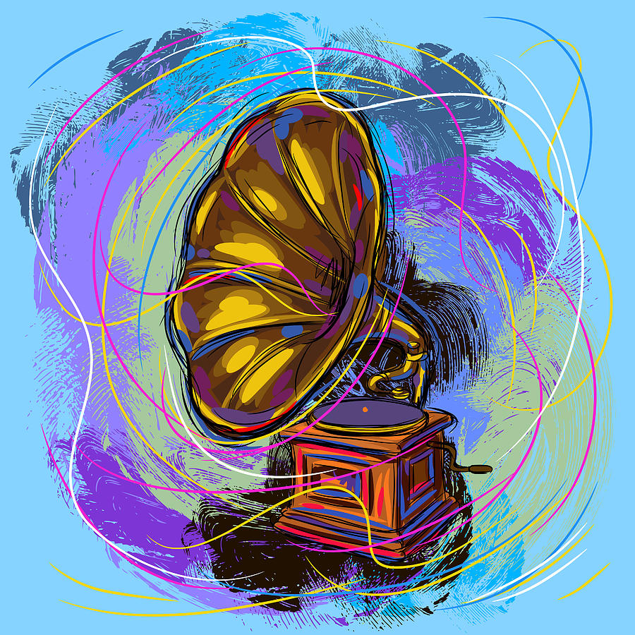 Colorful Gramophone Drawing by LEOcrafts