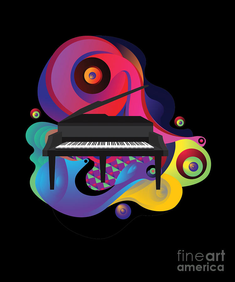 Colorful Grand Piano Music Notes Pianist Musician Gift Digital Art by