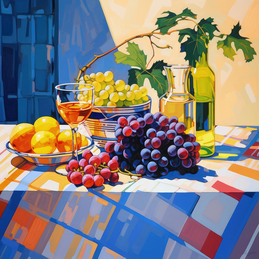Colorful Grapes Art Painting by Lourry Legarde