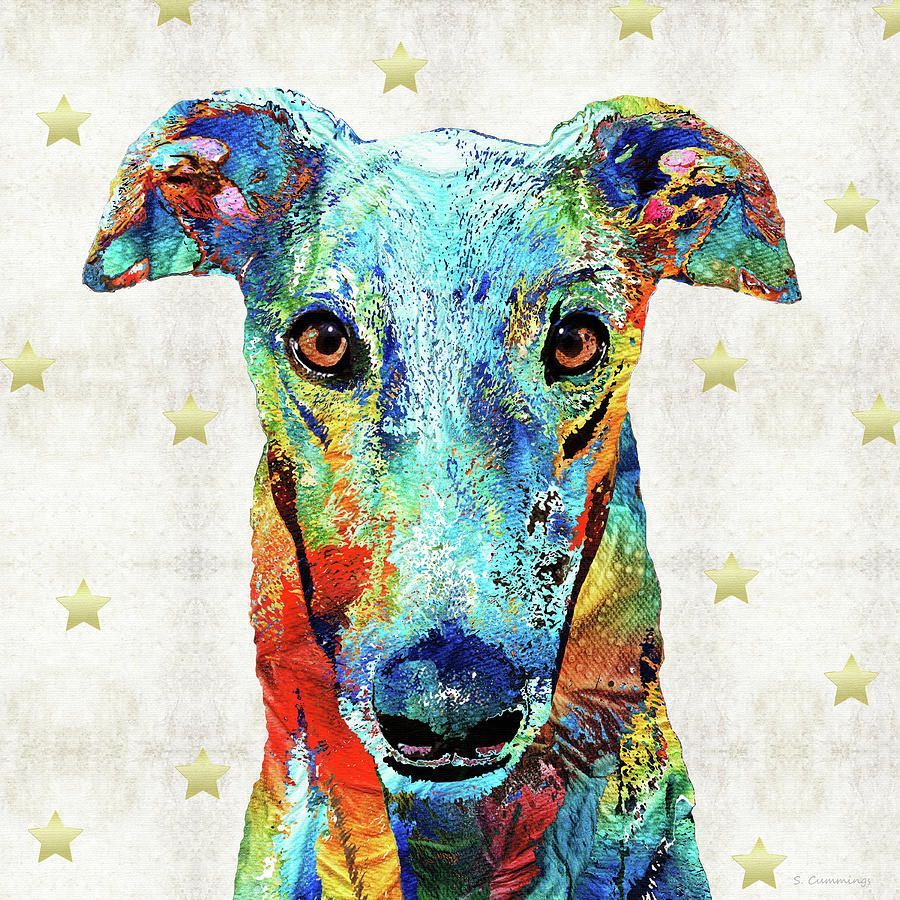 Primary Colors Painting - Colorful Greyhound Dog Art - Sharon Cummings by Sharon Cummings