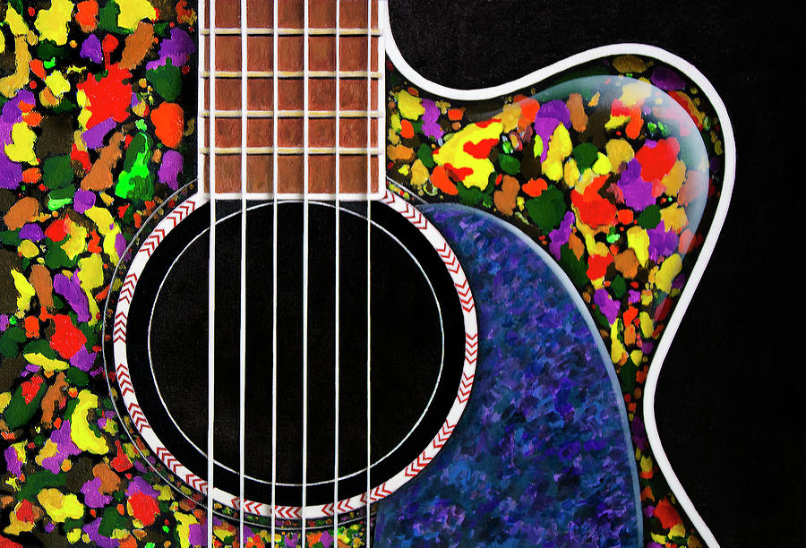 Music Painting - Colorful Guitar by John Salozzo
